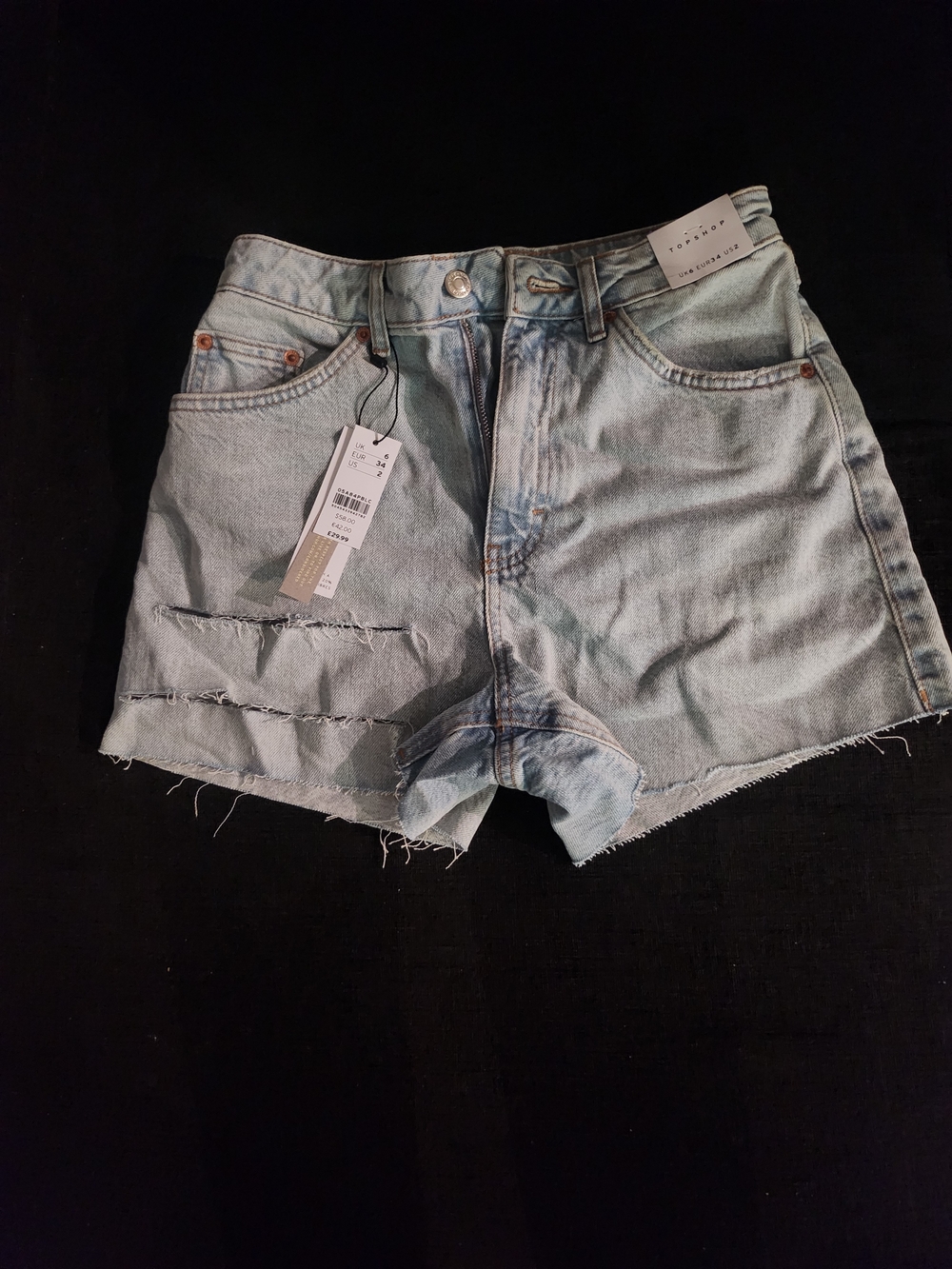 Topshop Light Wash Distressed Denim Shorts